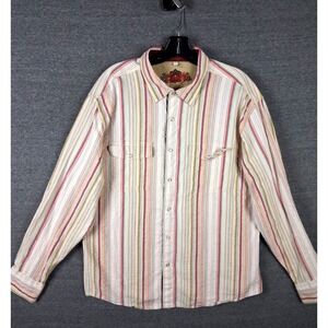 Scully Mens Shirt Large Stripe Pearl Snap Western Reenactment Rockabily Western